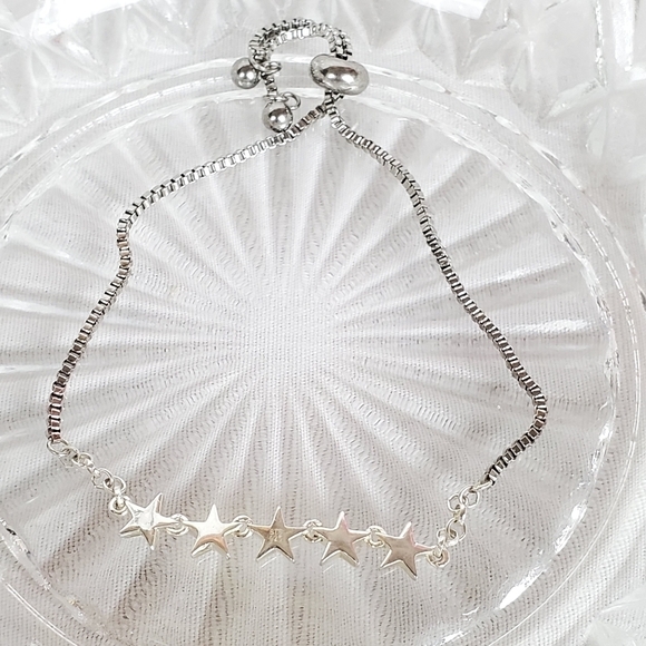 Sterling Silver adjustable Celestial bracelet stars - Picture 4 of 7